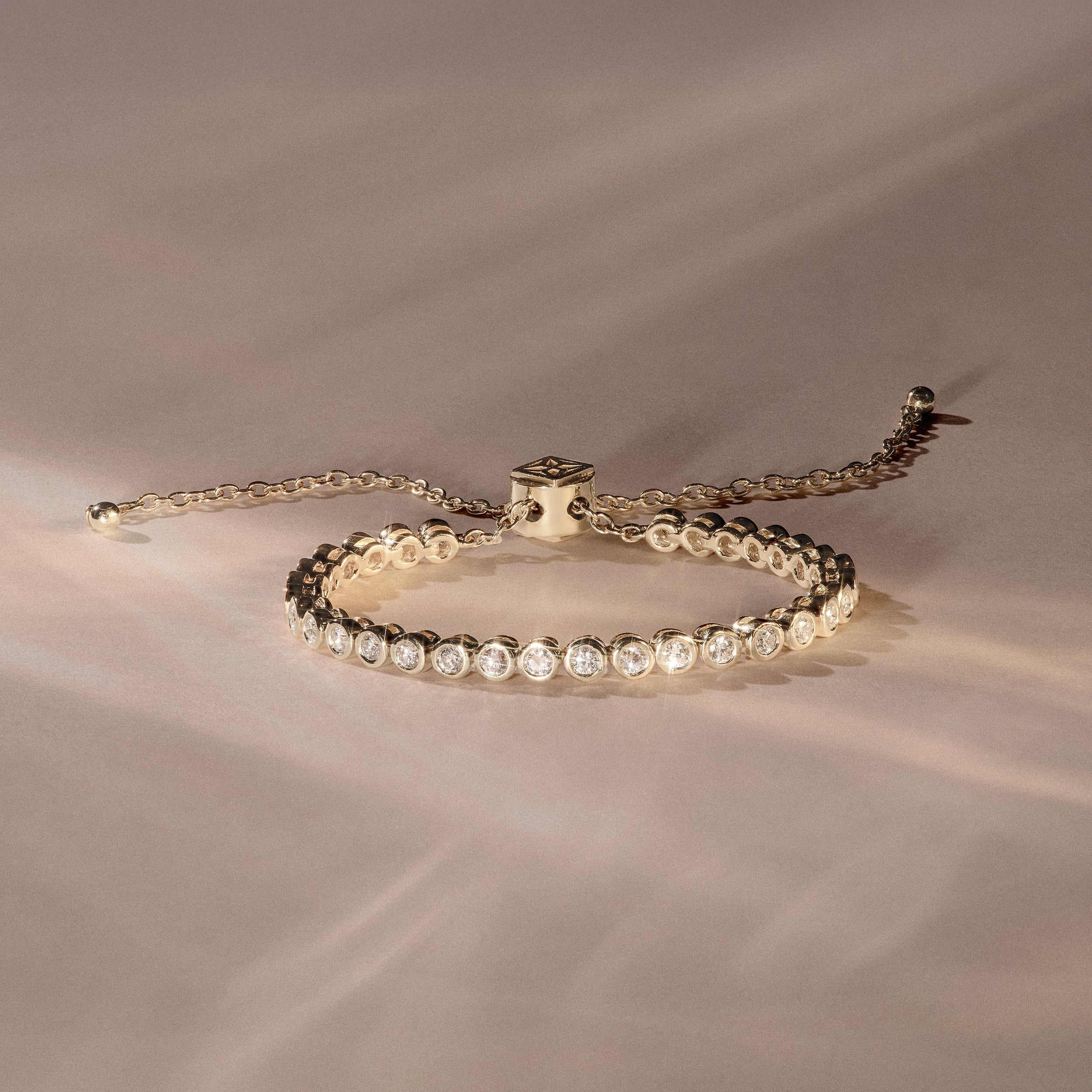 Adjustable Rubover Lab Diamond Tennis Bracelet Tennis Bracelet 0.50ct in 18K Gold Vermeil
